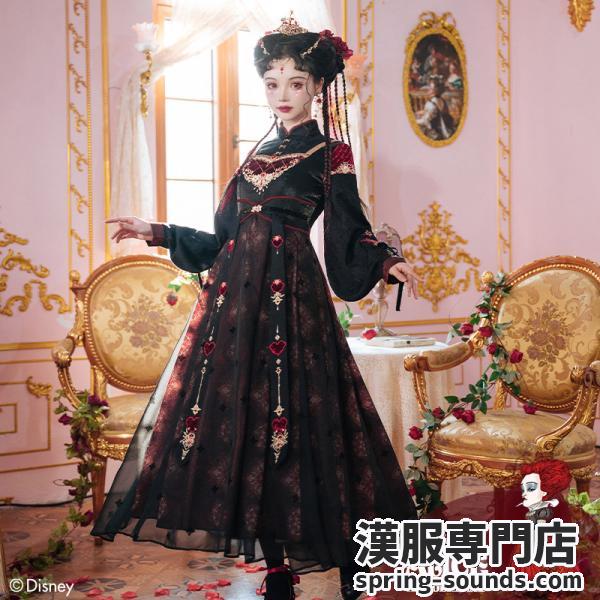 ディズニー 赤の女王 The Red Queen 風ワンピース レディース漢服 チャイナ服　撮影[迪士尼红皇后-桃心盛宴]
