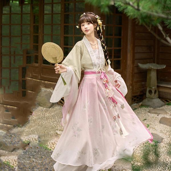 花柄刺繍レディース漢服 　[青艾少女]