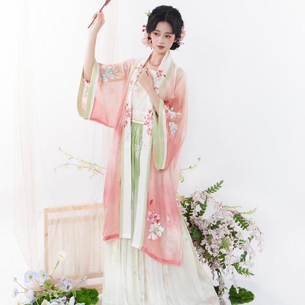 花柄刺繍宋制レディース漢服　【春几枝】