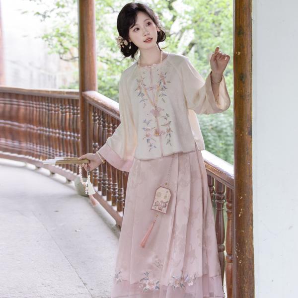 刺繍チャイナ服 レディース服　川黛时光：白茶问月