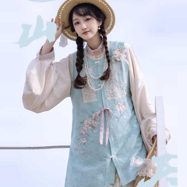 明制漢服 レディース漢服　远山乔【晴湖雪山】