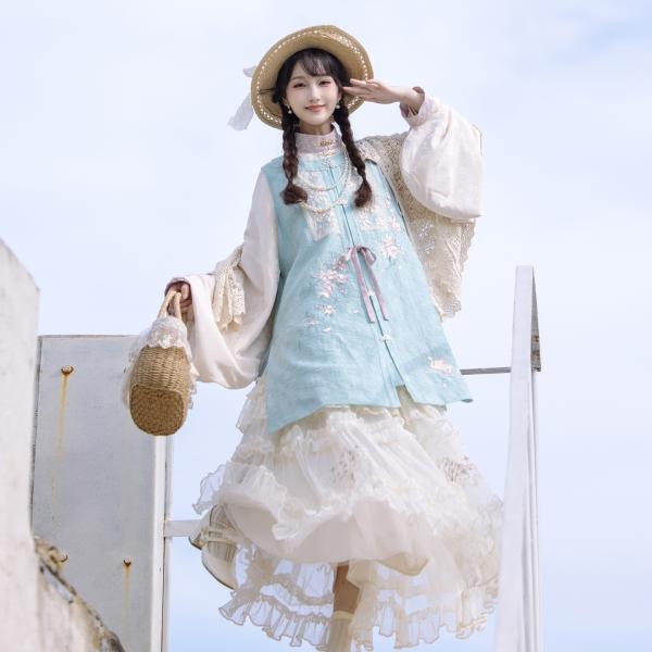 明制漢服 レディース漢服　远山乔【晴湖雪山】