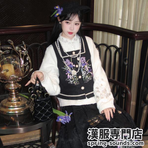 刺繍レディース漢服　　川黛时光：鸢尾与满月