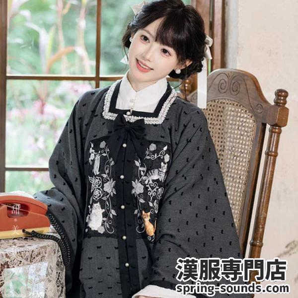 猫柄刺繍 レディース漢服 【重回汉唐喵喵图鉴】