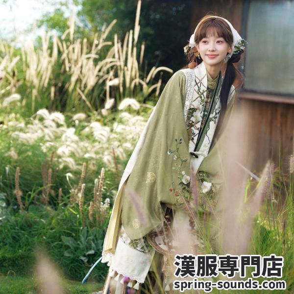 花柄刺繍 明制レディース漢服 [十三余--陌上青篱]