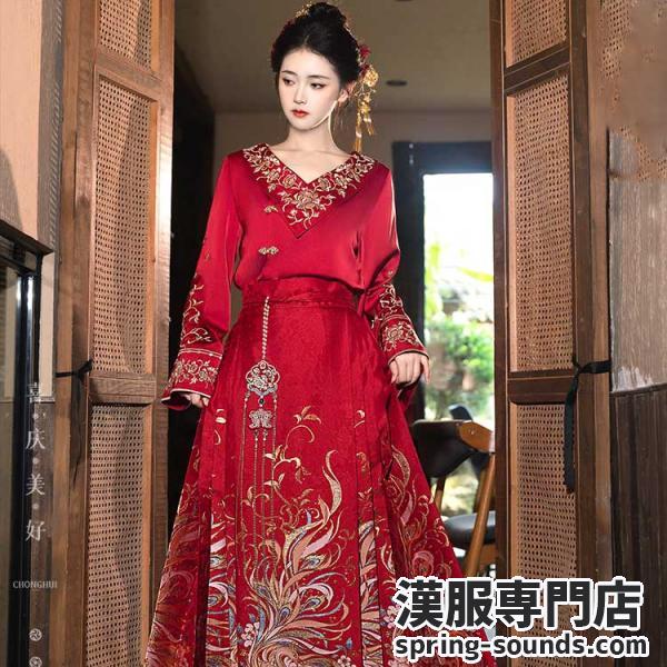 結婚式漢服 レディース漢服【重回汉唐凰与良缘】