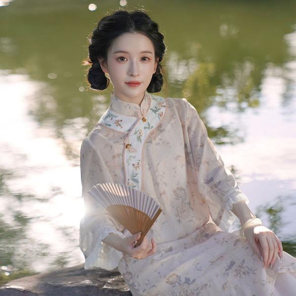 改良刺繍チャイナドレス　清水溪【枇杷语贰】