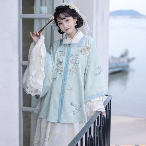 刺繍レディース漢服　川黛时光：沁白茶烟