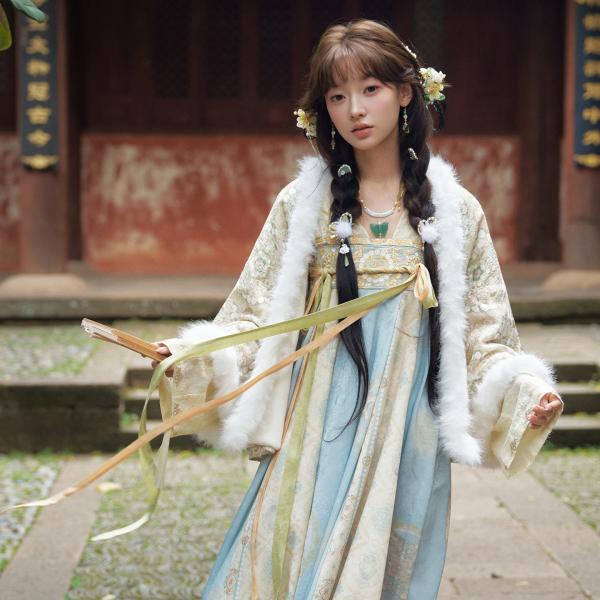 唐制レディース漢服 冬秋 [溪流浣花]十三余×成都博物館コラボ