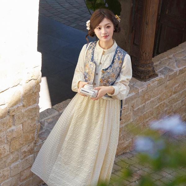 刺繍ワンピース　十三余[乘云]