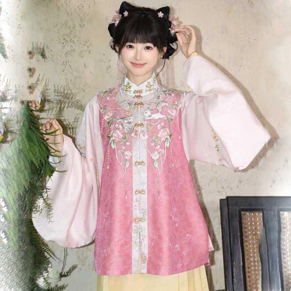 明制刺繍レディース漢服 【重回汉唐花间灵狐】