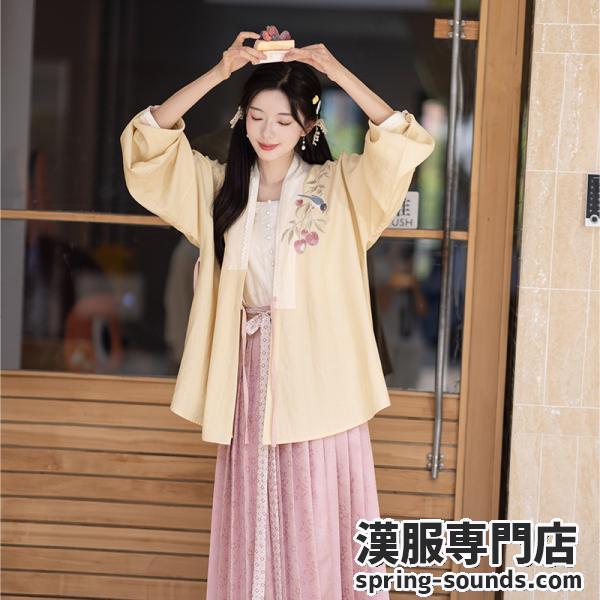 明制花柄刺繍レディース漢服 池夏【立秋:荔枝酥】