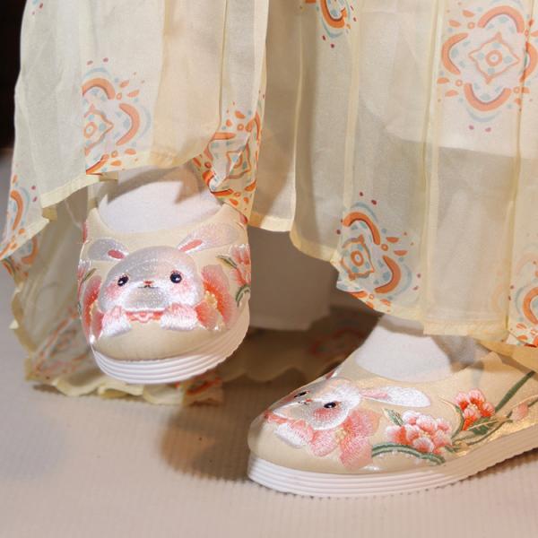 兎刺繍漢服靴 3カラー展開【花有约】