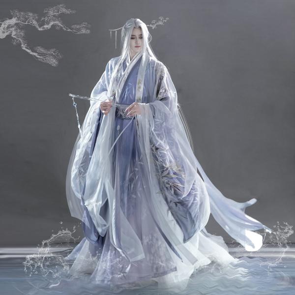 メンズ漢服 パープル 【岁寒三友】