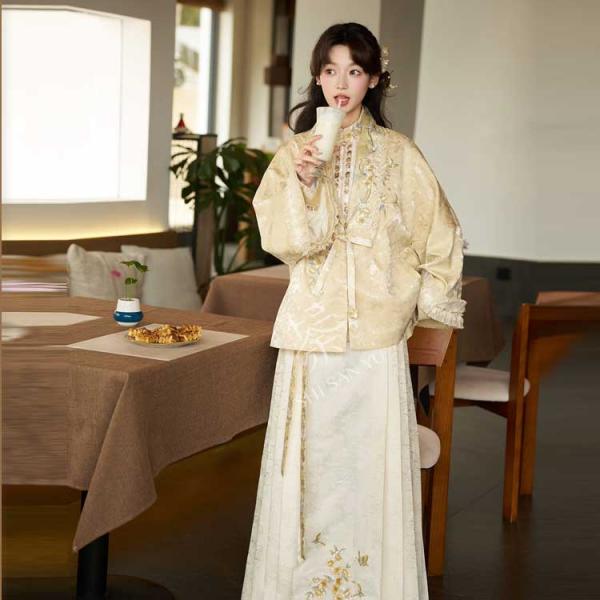 明制レディース漢服 花柄刺繍 十三余[梨园晓]