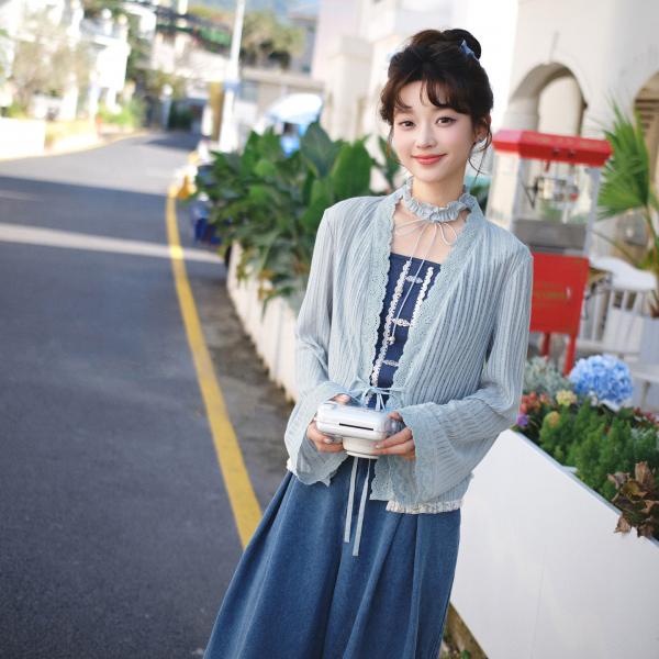 刺繍ジーンズ上下セット レディース  十三余[沐兰灯]