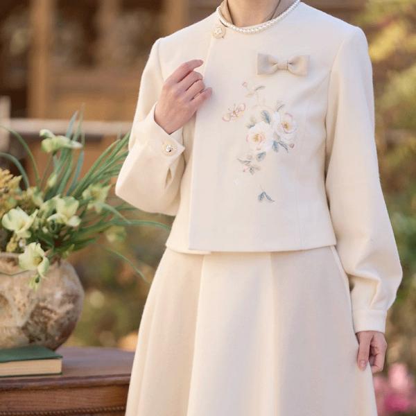 山茶花の花柄刺繍　レディース漢服　 【云间茶语】