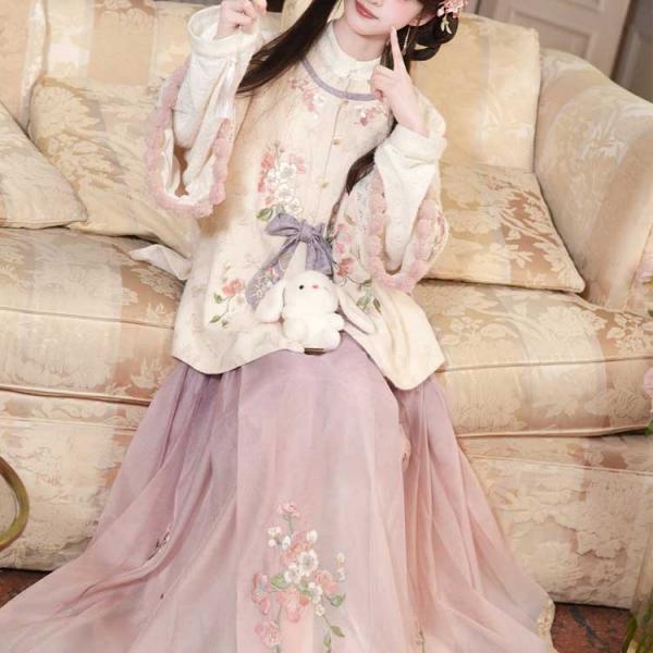 明制レディース漢服 刺繍【静还决 桃雾】