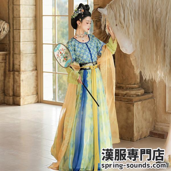 女性向け唐制漢服 坦領復元 中国風 腰丈襦裙 日常春夏セット 素羽华裳 和光