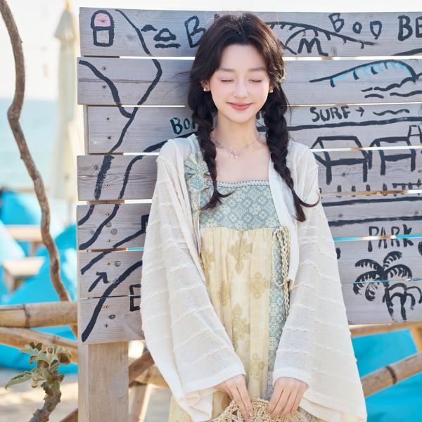 ジャガードニットトップス & 金糸織りワンピース 中国風セットアップ レディース　十三余[化猫]