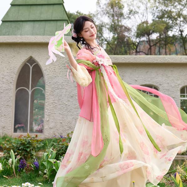 花柄刺繍漢服 唐制漢服　十三余[闲花解意]