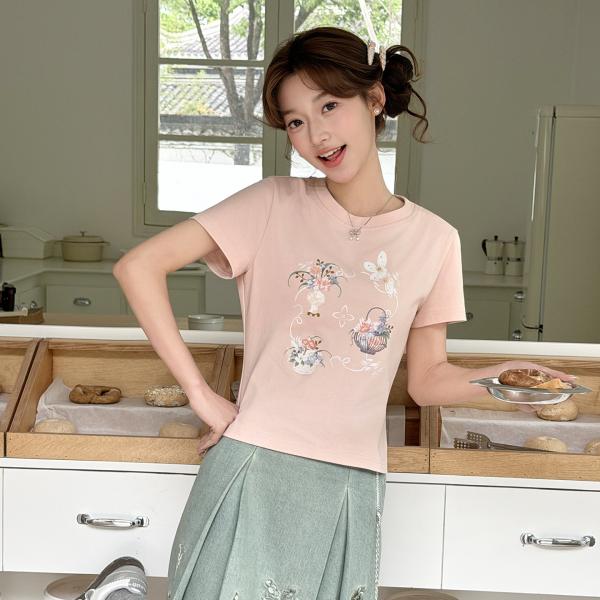 チャイナ風刺繍Ｔシャツ　十三余[若梦]