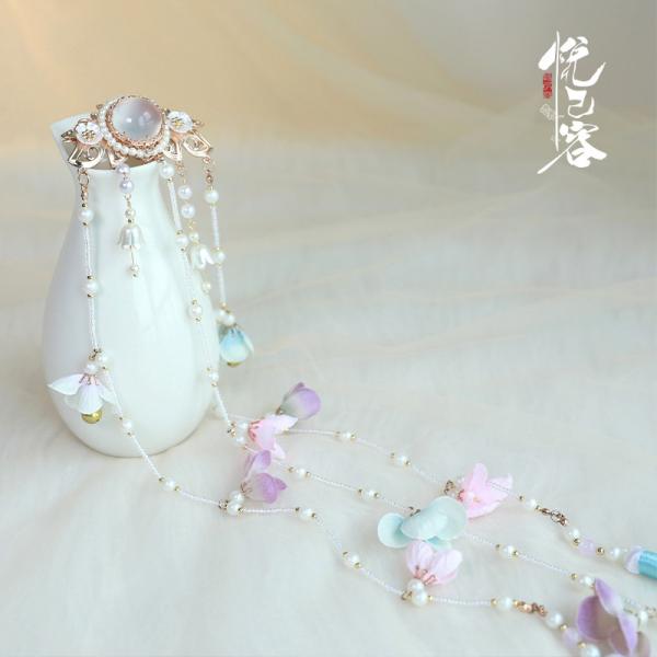 【ヘアクリップ1点】漢服髪飾 天然石 【悦己容--苏樱凉】