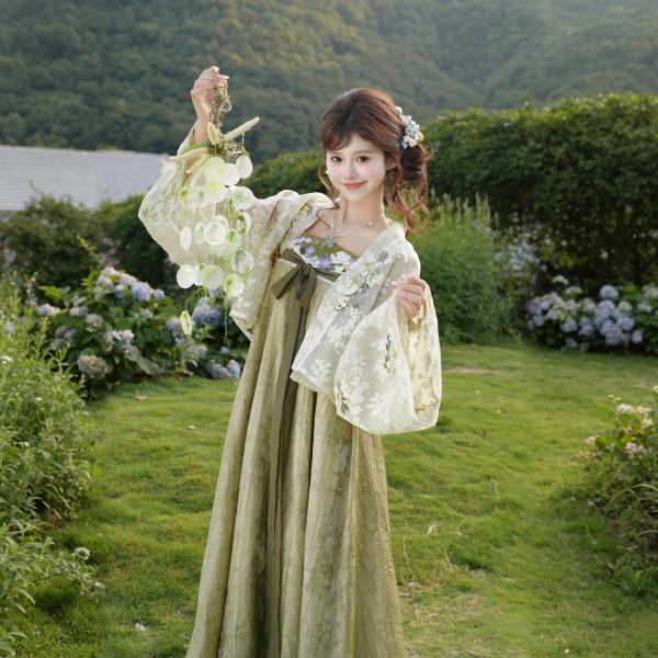 3点セット レディース漢服　静还决 青青苔上